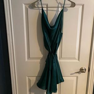 Princess Polly Green silk cocktail dress mini